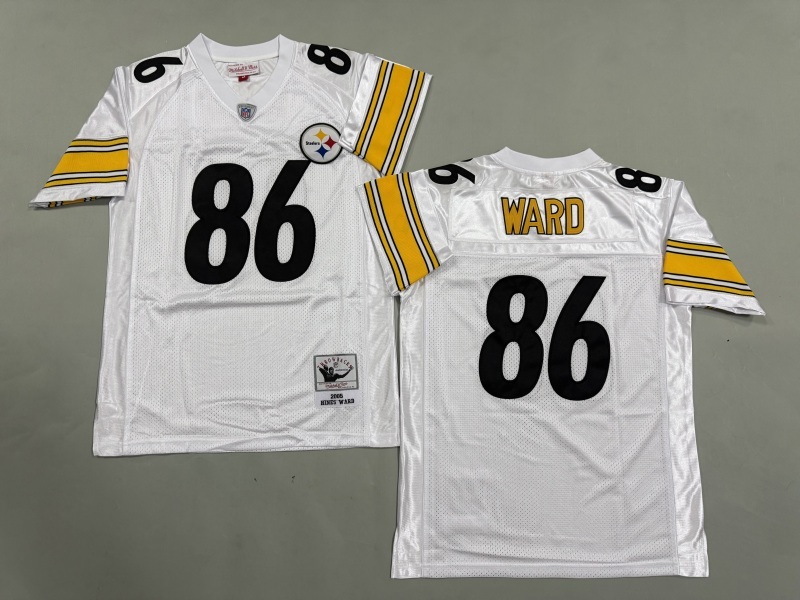 Men 2025 Pittsburgh Steelers #86 Ward white Throwback Limited NFL Jersey style 003